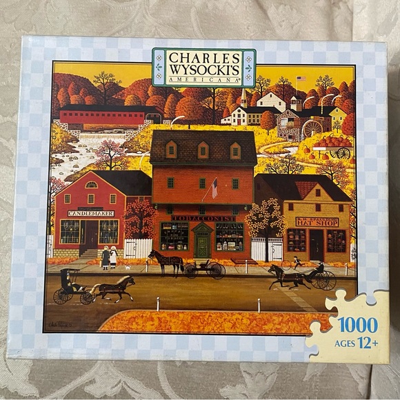 Charles Wysocki Jigsaw Puzzle Candlemaker Tobacconist Hat Shop 1000 Pc COMPLETE - Picture 2 of 5